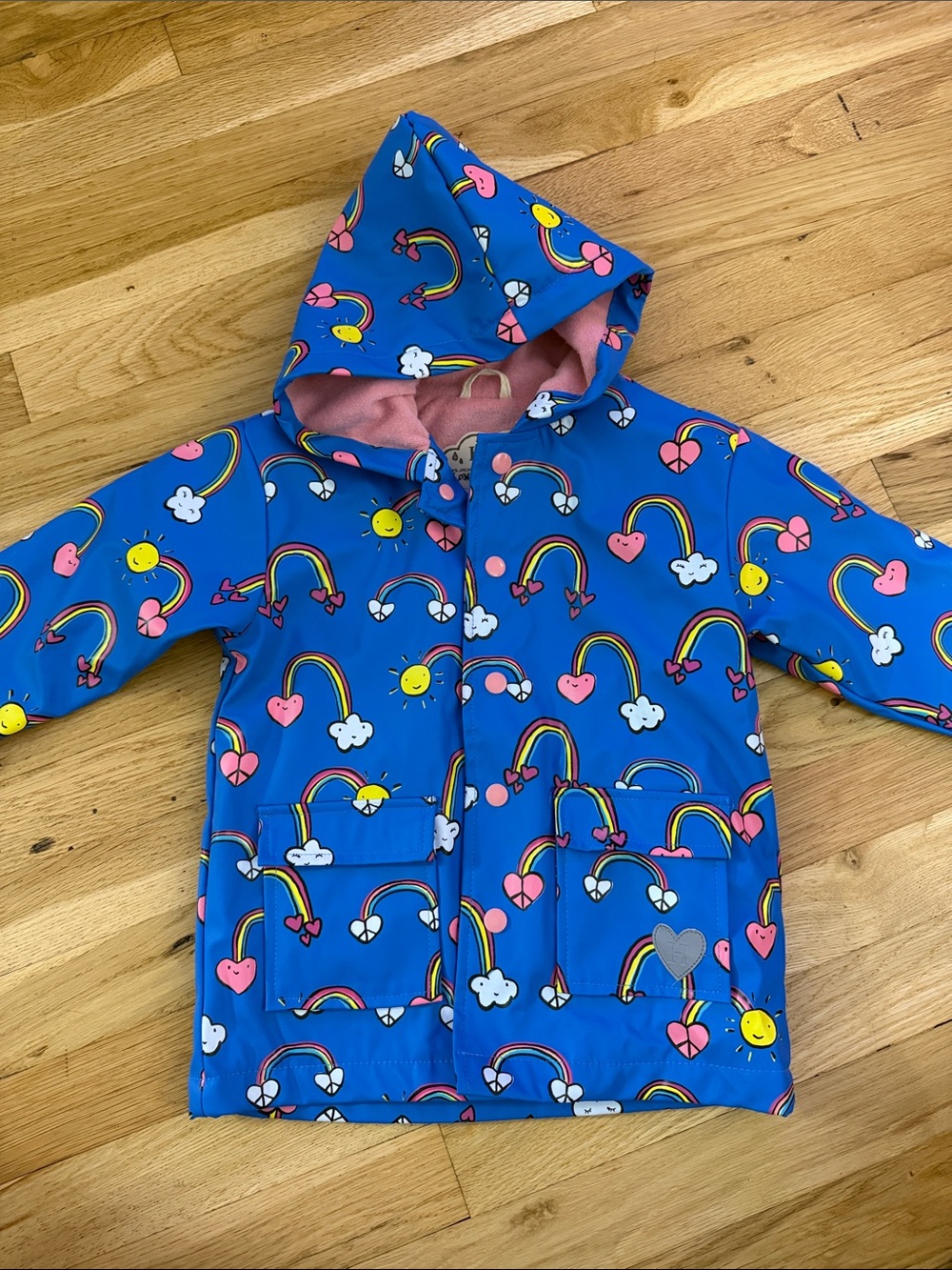 Hatley Kids Blue Rainbow & Heart Hooded Raincoat